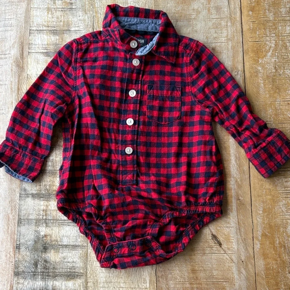 OshKosh Checkered Baby Bodysuit Shirts 9m